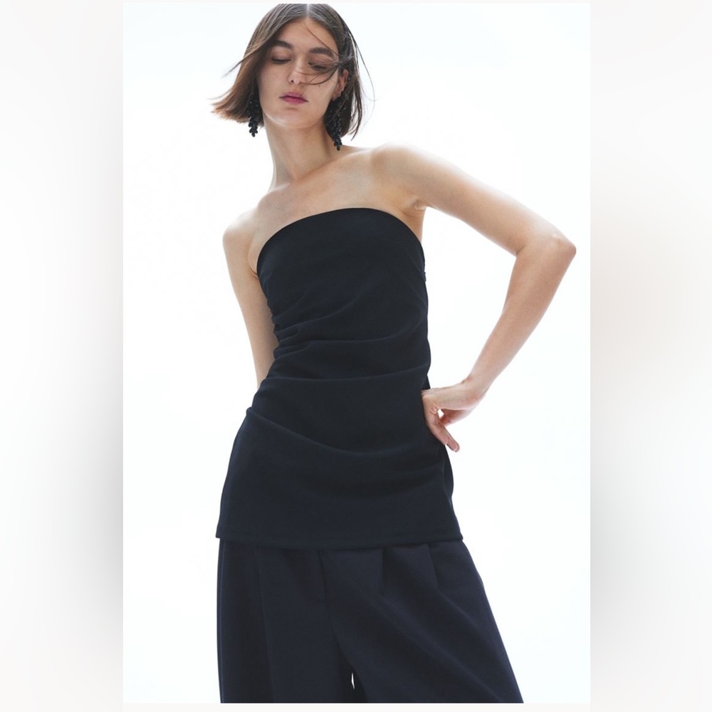 Black Draped Bandeau Top, H&M, size L